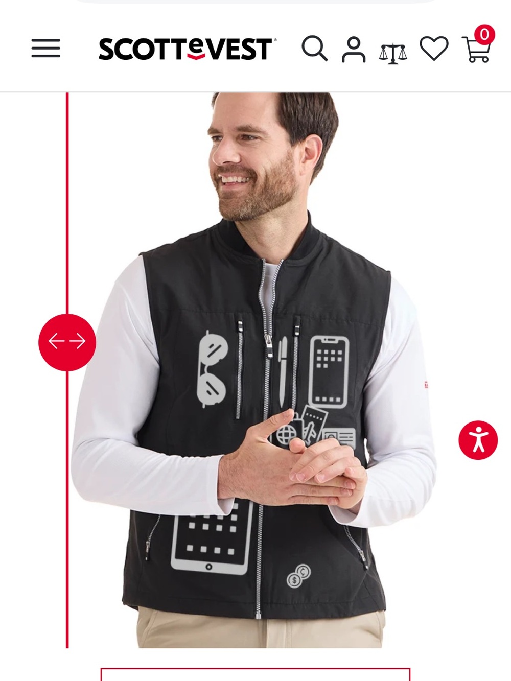 Scottevest 101 Travel Vest Tech Enabled Clothing Black Mens Large